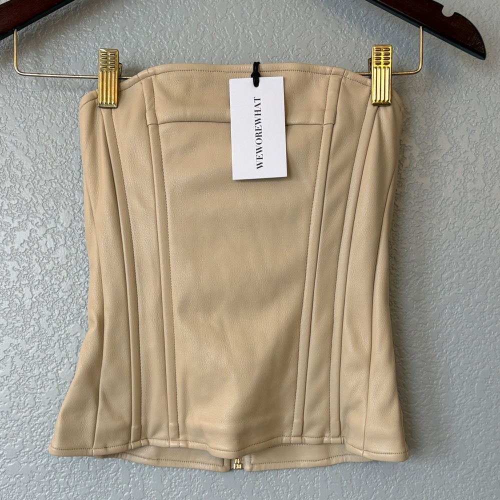 WeWoreWhat Ivory Ribbed Strapless Corset